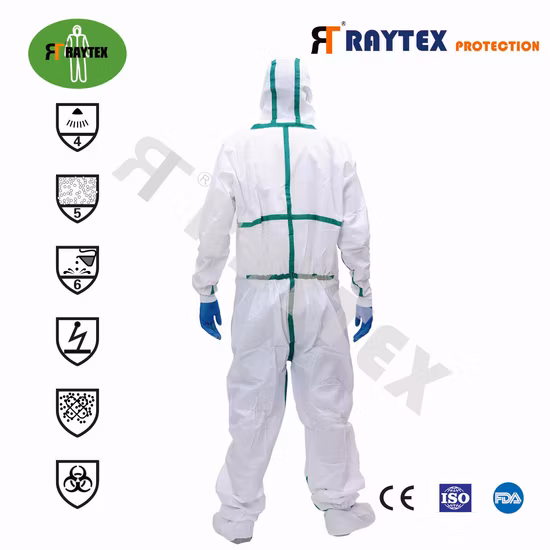 Type 4/5/6 Heat Sealed Tape Seam Disposable Microporous Coverall